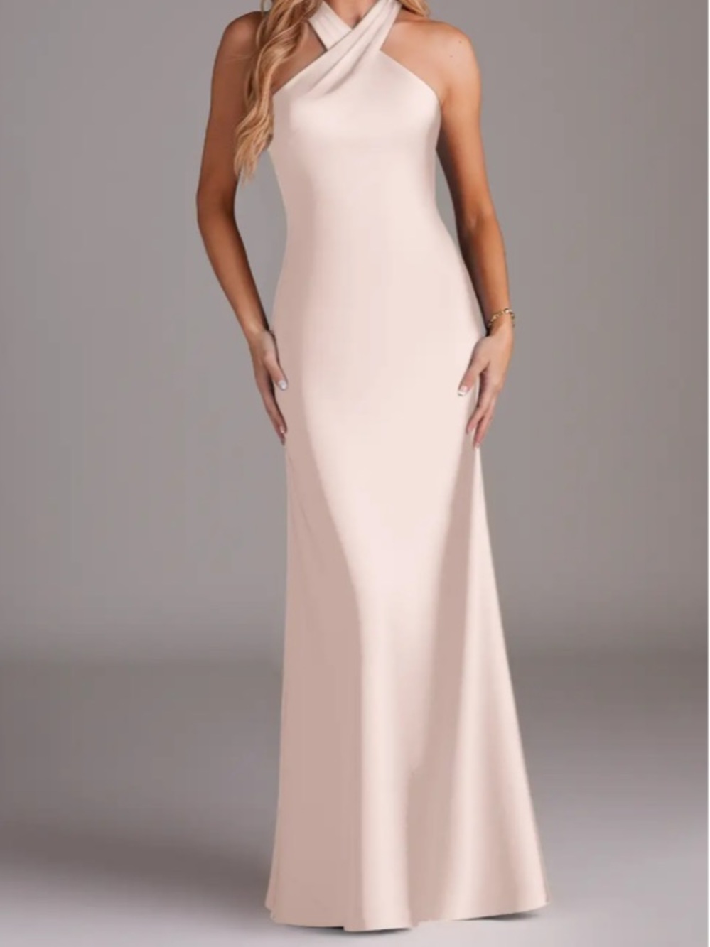 Azazie Blush Satin Gown